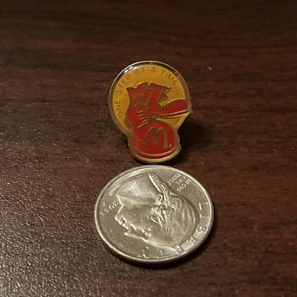 McDonald’s “One Step At A Time” Ronald Clown Shoes Employee Lapel Hat Pin - Picture 2 of 3